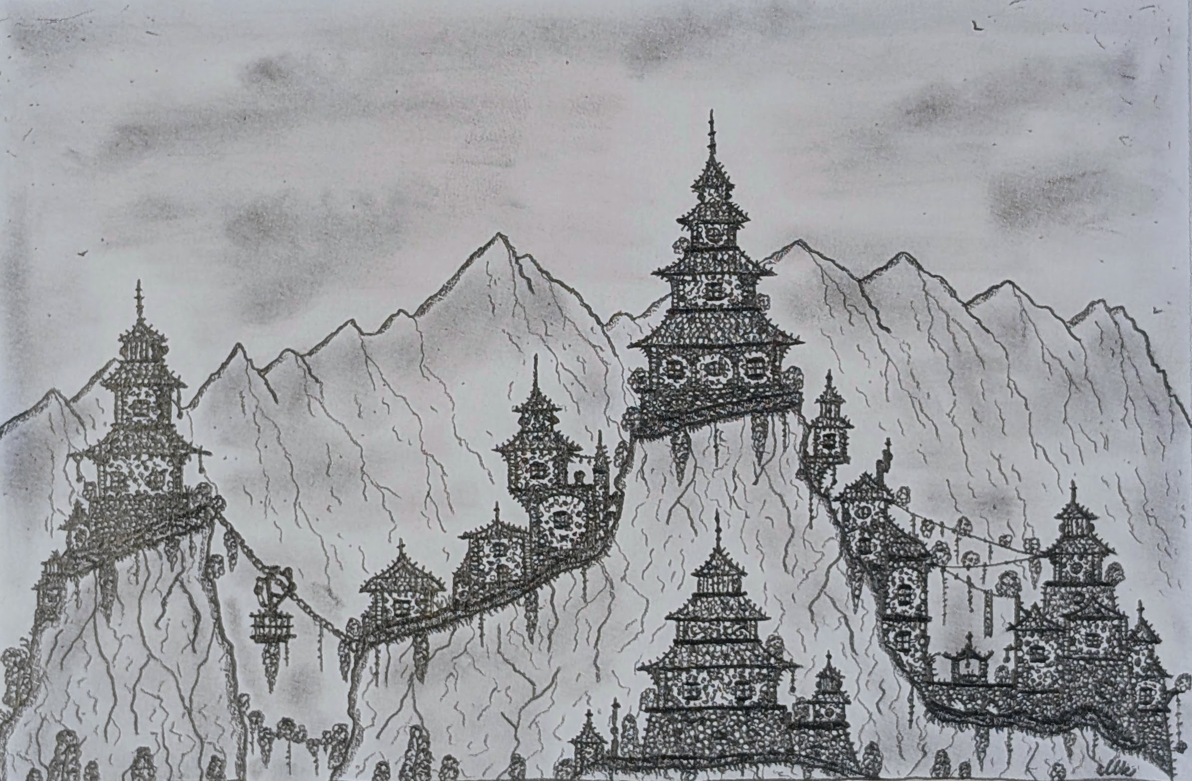 Japanese Cliff Settlement by Maks Art
